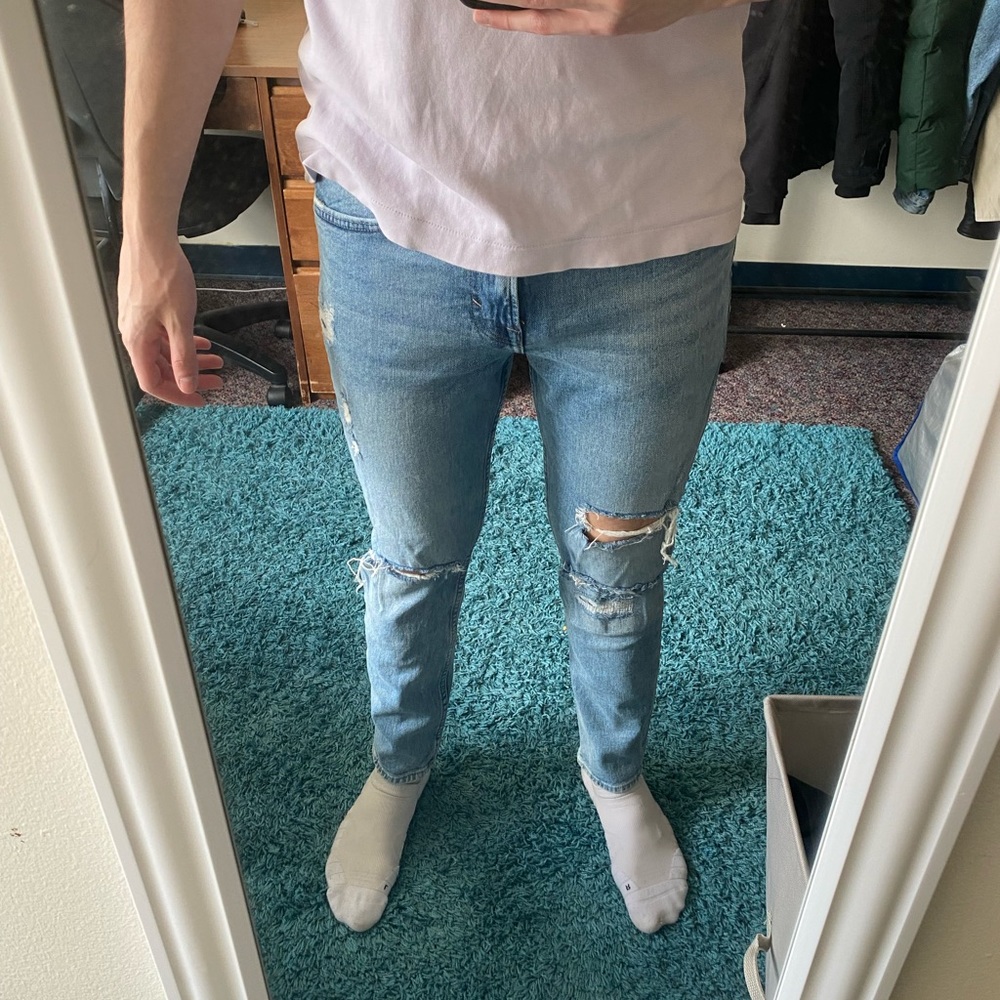 Zara Men’s Denim Ripped Slim Tapered Jeans